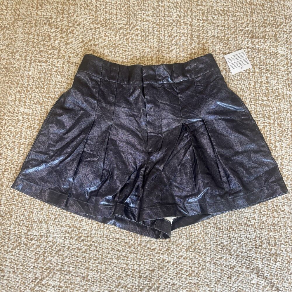 NWT House of Harlow 1960 Size XS Revolve Shiny Purple Faux Leather Shorts